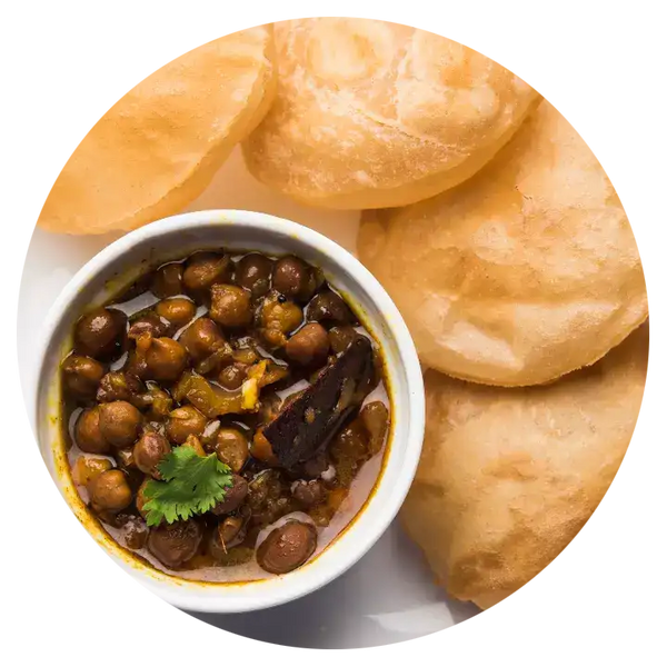 Sookha Kala Chana with Puri