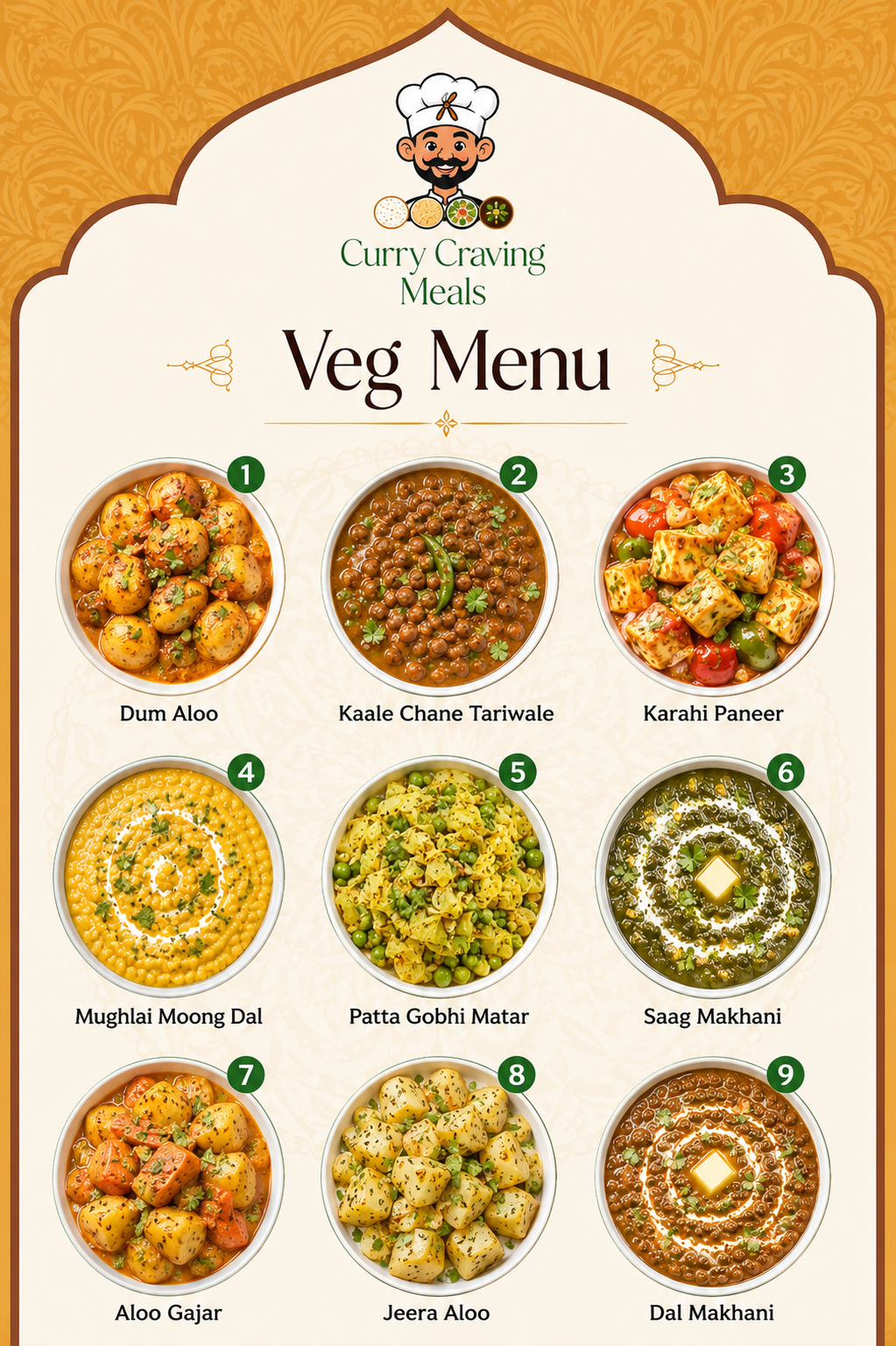 VEG MENU - 5 MEALS PLAN
