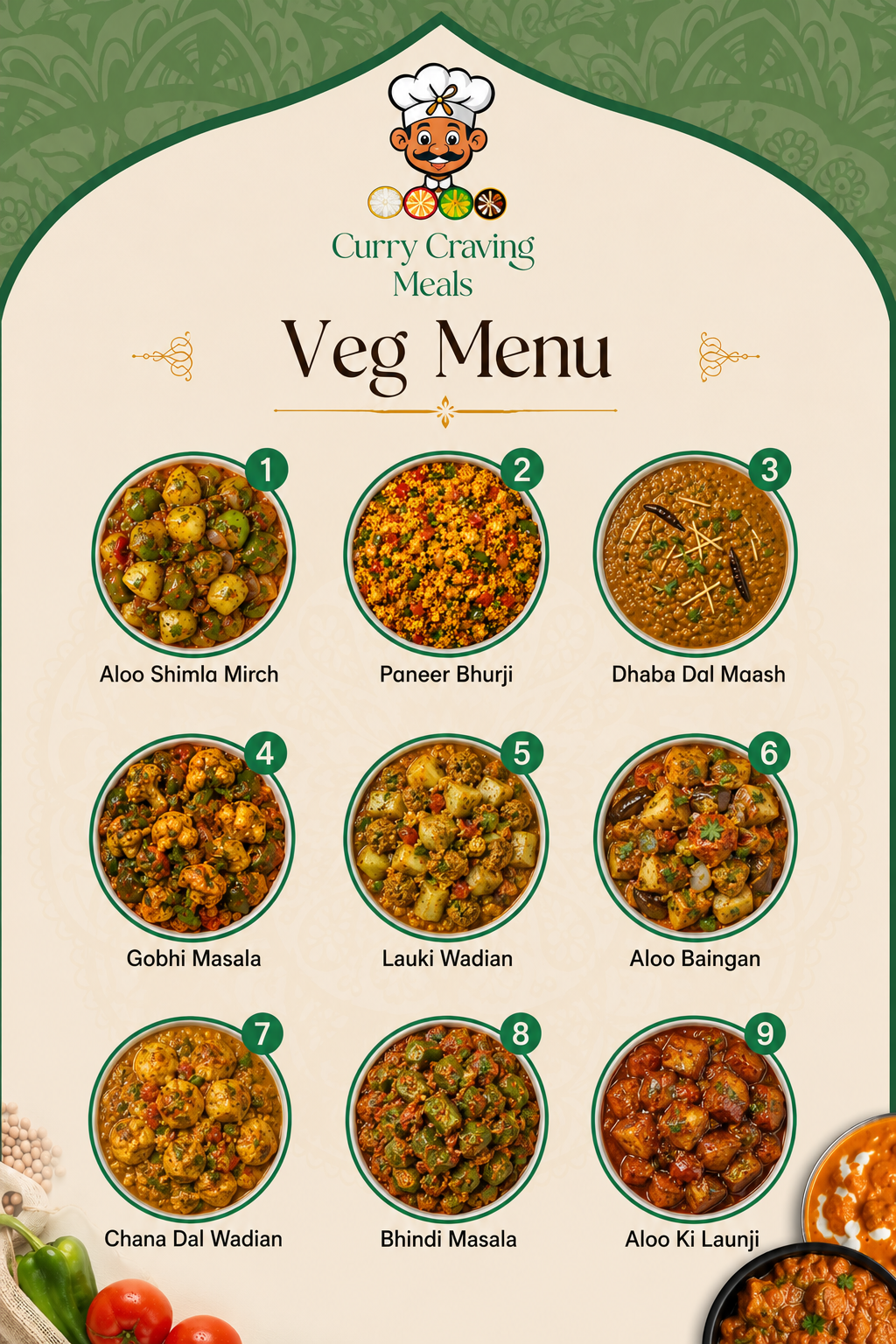 VEG MENU - 5 MEALS PLAN